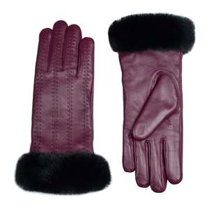 Leather safety breathable <b>gloves</b> with fur cuffs - Product Image 4