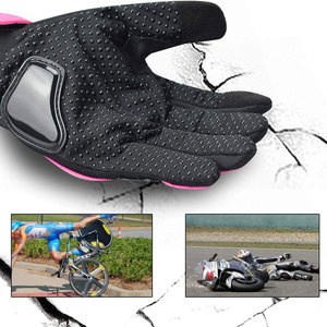 Guantes de Carreras de Dedo Completo, Negros y Rosas, Material PU, Antideslizantes, para Motociclismo y Ciclismo, Unisex, Cierre de Velcro - Product Image 6