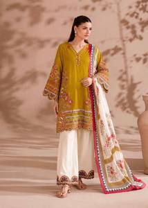 Traditional Indian Pakistani <b>Women's</b> Mustard Cotton <b>Kurta</b> Set With Floral Embroidery Loose Fit Ankle-Length Casual Wear - Product Image 5