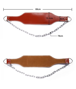 Unisex Neoprene <b>Weight</b> Lifting <b>Belt</b> Steel <b>Chain</b> Heavy Duty Breathable Adjustable Waist Support Strength Training 88cm Red Brown - Product Image 1