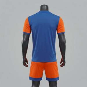 Custom Sublimated Football Uniform <b>Orange</b> Pinstripe Jersey <b>Shorts</b> OEM ODM Polyester Sportswear Factory Soccer uniform - Product Image 2