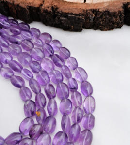 ลูกปัดอะมีทิสต์ธรรมชาติทรงรีเรียบ 16 นิ้ว ลูกปัดอะมีทิสต์ธรรมชาติทรงรีเรียบสำหรับทำเครื่องประดับ คุณภาพอัญมณีชั้นเยี่ยม - Product Image 5