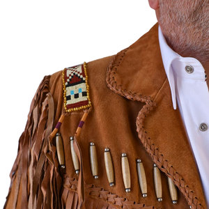 High Quality Men's Genuine <b>Suede</b> Leather Fringe <b>Jacket</b> Winter Apparel Plain Dyed Style All Sizes Available OEM Private Label - Product Image 4