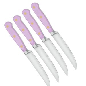 Juego de 4 Cuchillos para Carne Premium con Hojas Curvas de Acero Inoxidable Afiladas y Mangos Negros con Triple Remache para Restaurantes - Product Image 4