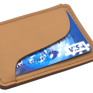 Tarjetero de Cuero Marrón y Amarillo Hecho a Mano, Elegante y Duradero, Cartera Delgada, Porta Tarjetas de Crédito Genuino - Product Image 1