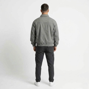 Men's Gray <b>Canvas</b> Shirt <b>Jacket</b> With Multiple Pockets Turn-Down Collar Regular Fit Workwear Style Autumn Wear - Product Image 3