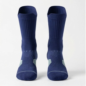 Crew <b>Socks</b> Solid Blue Breathable Polyester Spandex <b>Running</b> <b>Socks</b> for Adults Spring Season Athletic Wear - Product Image 1