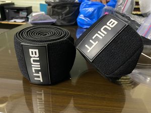 Knee Support Wraps Black <b>Red</b> Stripes Adjustable Hook Loop Closure Breathable for Strength Training Men - Product Image 6