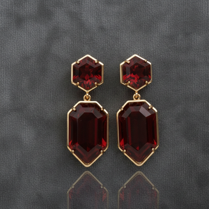 ต่างหูห้อยยาวประดับพลอยโกเมนสีแดงสด รุ่นฮิตปี 2026 ขนาด 5.5 นิ้ว เงินแท้ 925 ชุบทอง 18K ของขวัญสำหรับเธอ - Product Image 2