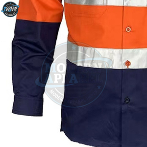 Custom Logo Cotton Road Coal Mechanic Industrial Construction <b>Worker</b> Security Reflective Safety Work <b>Shirt</b> - Product Image 2