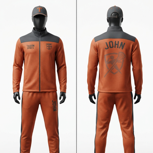 Traje de Entrenamiento de Lacrosse para Hombre, 320 GSM, Poliéster Interlock Premium, Color Camel con Paneles Laterales Negros, Sublimación Personalizada, Bordado e Impresión - Product Image 4