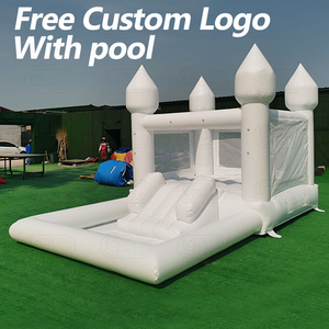 Château gonflable combiné <span class=keywords><strong>pour</strong></span> adultes, grand modèle intérieur, uni, <span class=keywords><strong>pour</strong></span> mariage, avec petit toboggan aquatique en PVC blanc et maison de rebond de 13 pieds avec <span class=keywords><strong>ballon</strong></span> - Product Image 3