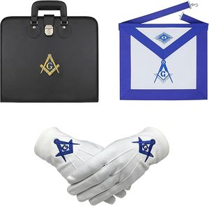 Tablier de Maître Maçon de Loge Bleue Maçonnique – Tablier avec logo G (Équerre et Compas) et gants brodés assortis, avec étui de transport souple |   Frémont - Product Image 6