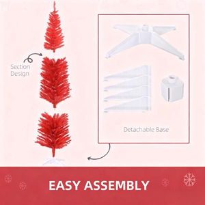 Albero di Natale Rosso a Forma di Matita con 499 Punte Realistiche e Supporto in Plastica - Product Image 5