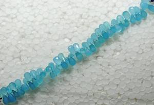 ลูกปัดหินแคลเซโดนีสีน้ำเงินธรรมชาติทรงหยดน้ำเจียระไน สำหรับทำเครื่องประดับ ขายส่ง - Product Image 6