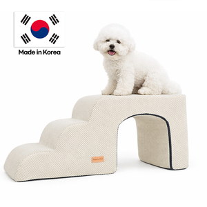 [AllmioPet] Escaleras para Mascotas 3 en 1 Estilo Cueva, 3 Peldaños, Color Marfil, AMP C3 IV, Escalones Interiores para Perros y Gatos, Acceso a Sofá, Cama y Muebles - Product Image 1