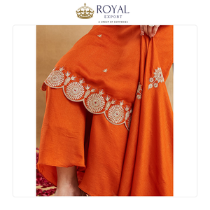 Venta Exclusiva de Hermosa Ropa Pakistaní, Nuevo Diseño de Seda Vichitra con Bordado, Conjunto de Kurti con Pantalón y Dupatta - Product Image 3
