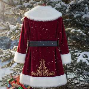 Disfraz de Santa Claus Navideño, Chaqueta Tradicional de Terciopelo Rojo, Pantalones, Sombrero, Cinturón, Barba y Guantes, Conjunto para Celebraciones Navideñas - Product Image 1