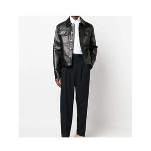 Chaqueta de Cuero Genuino Personalizada con Cuello Camisero, Corte Ajustado, Ropa de Invierno, Chaquetas de Cuero Transpirables para Hombre - Product Image 5