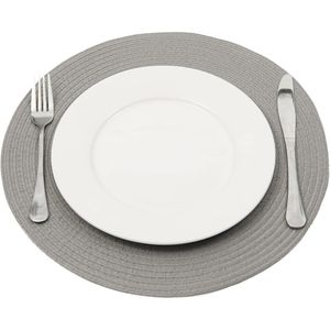 Set di 6 tovagliette rotonde in tessuto spesso da 15 pollici, grigie, intrecciate, per tavolo da pranzo, 6 pollici (Grigio 6) - Product Image 1