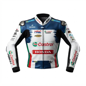 Men’s Cowhide Leather <b>Racing</b> <b>Jacket</b>/Chaqueta MotoCP Style CE Level 2 Armor Motorcycle Track Riding Protective Gear CE - Product Image 1