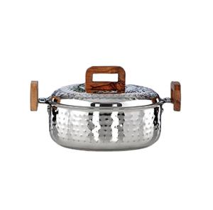Modern Silver Dotted Hot Pot Stainless Steel Wood Handle Tempered <b>Glass</b> <b>Lid</b> Food Safe Eco-Friendly Home Kitchenware Wedding <b>Dish</b> - Product Image 3