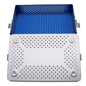 Aluminum Sterilization <b>Box</b> with Silicone Mat & <b>Locking</b> Lid for Surgical Instruments 300mm*200mm*90mm Double Layer - Product Image 5