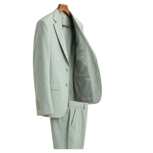 Traje de Negocios para Hombre AMKOOR ENTERPRISES, Verde Claro, 100% Poliéster, Estilo Británico, Cuello de Solapa, Antiarrugas - Product Image 2