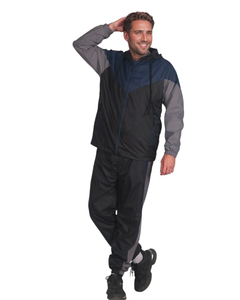 Ensemble de survêtement 2 pièces respirant pour femme, coupe courte, en nylon noir avec passepoil réfléchissant, coupe-vent à manches longues, idéal pour l'été - Product Image 5