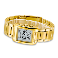 Montre Azan Musulmane Classique Islamique Rectangulaire en Alliage, Étanche, avec Heures de Prière, Direction Qibla et Double Fuseau Horaire