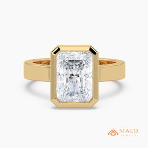 แหวนทองคำขาว 14K ประดับมอสซาไนต์ทรงเหลี่ยมมรกต แหวนหมั้นแบบฝังขอบ แหวนแต่งงานสุดหรู เครื่องประดับเจ้าสาว สินค้าอินเทรนด์จากสหรัฐอเมริกา ของขวัญสุดพิเศษ - Product Image 1