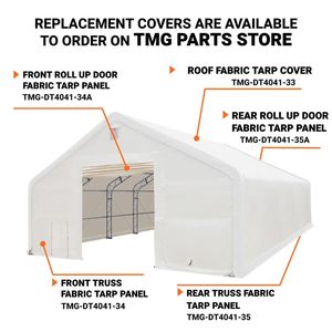 Abri de stockage agricole 40FT X 40FT avec bâche en PVC robuste de 21 oz et portes traversantes TMG DT4041 - Product Image 3