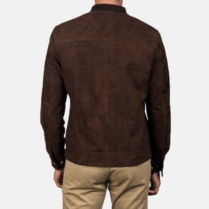 Chaqueta Bomber de Piel de Oveja para Hombre, Cierre Frontal con Cremallera, Cuello Camisero, Logotipo en la Parte Delantera, Resistente al Viento, Corte Regular, Otoño Invierno - Product Image 2