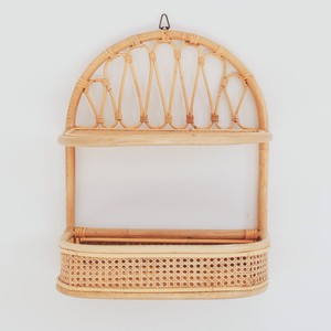 Étagère à livres en rotin, organiseur décoratif pour la maison, étagères murales artisanales - Product Image 1