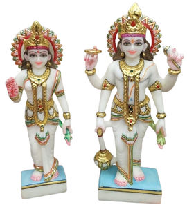 Fabricant indien de sculptures en marbre blanc de Laxmi et Vishnu en position debout pour la décoration des temples, au meilleur prix pour les acheteurs - Product Image 4