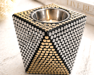 Portavelas de Mosaico de Lujo, Cuadrado, Metálico, con Tachuelas, para Velas de Té, Decoración para el Hogar, Centro de Mesa, Artículo de Regalo, Diseño Moderno - Product Image 2