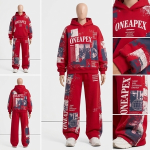 Ensemble de survêtement graphique pour femme, sweat à capuche oversize et pantalon de jogging, streetwear personnalisé en coton premium ONEAPEX, mode décontractée urbaine - Product Image 5