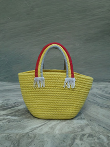 Cotton Rope Braided Tote Bag Rainbow Cloud Design Organic Cotton Handbag Bulk Ready to Ship - Product Image 2