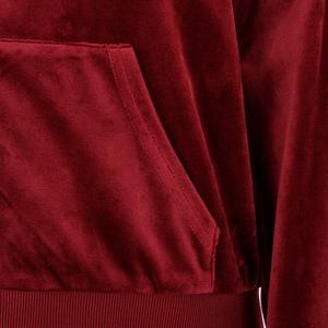 Ensemble de survêtement en velours pour femmes, 2 pièces, couleur unie, fermeture à cordon de serrage, décontracté, hiver, jogging, poches latérales - Product Image 4