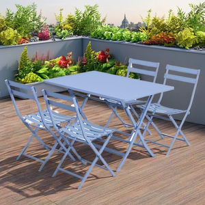Set di 5 Pezzi Tavoli e Sedie Pieghevoli in Metallo per Giardino, Patio e Balcone, Arredamento da Esterno, Sedie Pieghevoli per Caffetteria, Set da Pranzo Pieghevole - Product Image 1