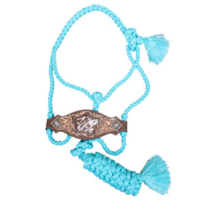 สายรัดจมูกม้าทำจากไนลอนตกแต่งด้วยหนังวัวแท้และคอนโชโบราณบนสายหนัง - Product Image 2