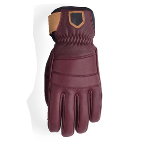 Gants de ski chauffants unisexes en cuir de vachette avec doublure en polaire Bemberg, doigts entiers, manchette courte et fermeture auto-agrippante pour le ski - Product Image 2
