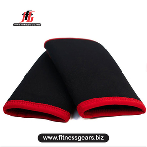 Genouillère en néoprène noir avec bordure rouge, à enfiler, compression, soutien, respirante, protection universelle unisexe toutes saisons - Product Image 2