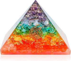 Seven Chakra Orgone Pyramid Multi Color Dyed Crystal Energy Generator Reiki Healing <b>Orgonite</b> Pyramid Meditation Spiritual - Product Image 4