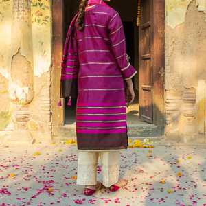 Khadi Net Shirt & Dupatta PS3398 2PC Set Taille XS - Product Image 3