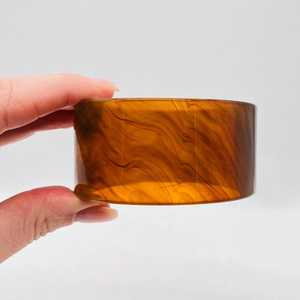 Handmade Amber Marble Resin Bangle Chunky Wide Cylindrical Flat Wall Resin Craft Agate Cuff Bracelet Women Jewelry - Product Image 2