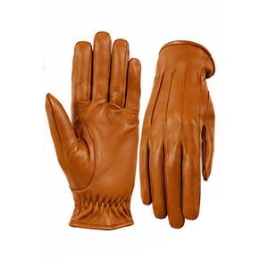 Brown Leather Four Seasons Thermal Breathable Eco-Friendly Full Finger Wrist-Length <b>Touchscreen</b> Motorbike <b>Gloves</b> for Outdoor Use - Product Image 2