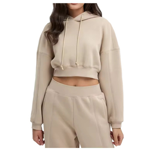 OEM Customized Women's Autumn Winter Crop Top Suit 2 Piece Tracksuit Women Long Sleeve Set Hooded Sports Suits Women Tracksuit - Product Image 4