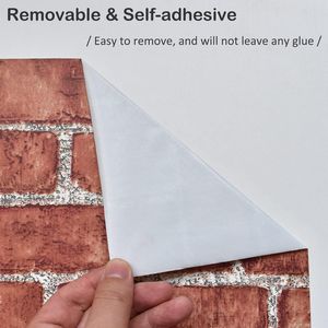 Papel Tapiz de Ladrillo Rojo de 18 Pulgadas de Ancho x 118 Pulgadas de Largo, Papel Adhesivo Removible, Papel Tapiz 3D con Efecto Ladrillo - Product Image 4