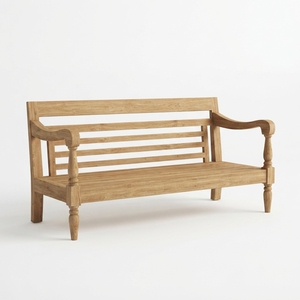 Modern Classic Solid <b>Wood</b> Bench <b>Sofa</b> Elegant Slatted Back Wooden Loveseat Furniture <b>For</b> Rustic Home Setup Art Design Pure Art - Product Image 1